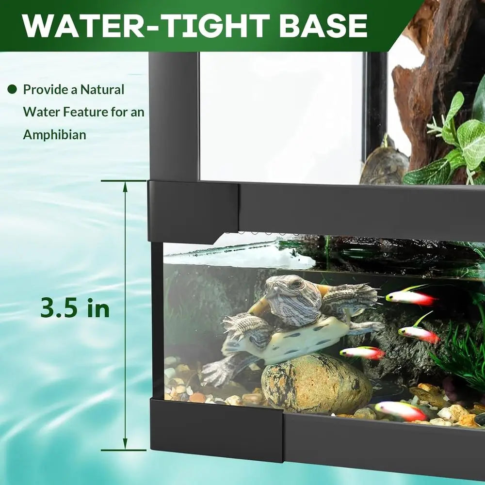 24x18x18 Inch Tempered Glass Reptile Enclosure - Escape-Proof, Ideal for Desert or Rainforest Habitats, Easy Setup with Ventilat
