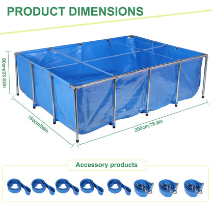880Gallon PVC Canvas Fish Tank with Transparent Viewing Panel 400LBS Capacity with Drain Valve for Koi/Goldfish Breeding