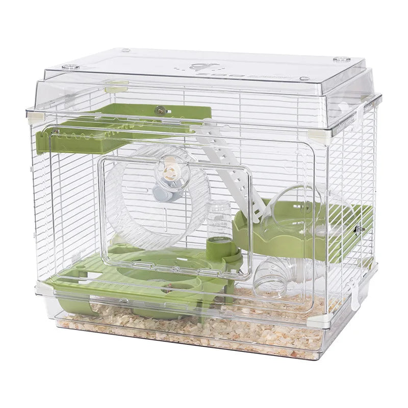 48cm Transparent Hamster Cage Acrylic Luxury Villa Spacious Habitat Breathable Home for Golden Hamster Supplies