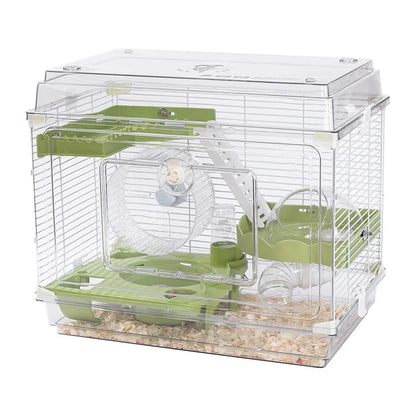 48cm Transparent Hamster Cage Acrylic Luxury Villa Spacious Habitat Breathable Home for Golden Hamster Supplies