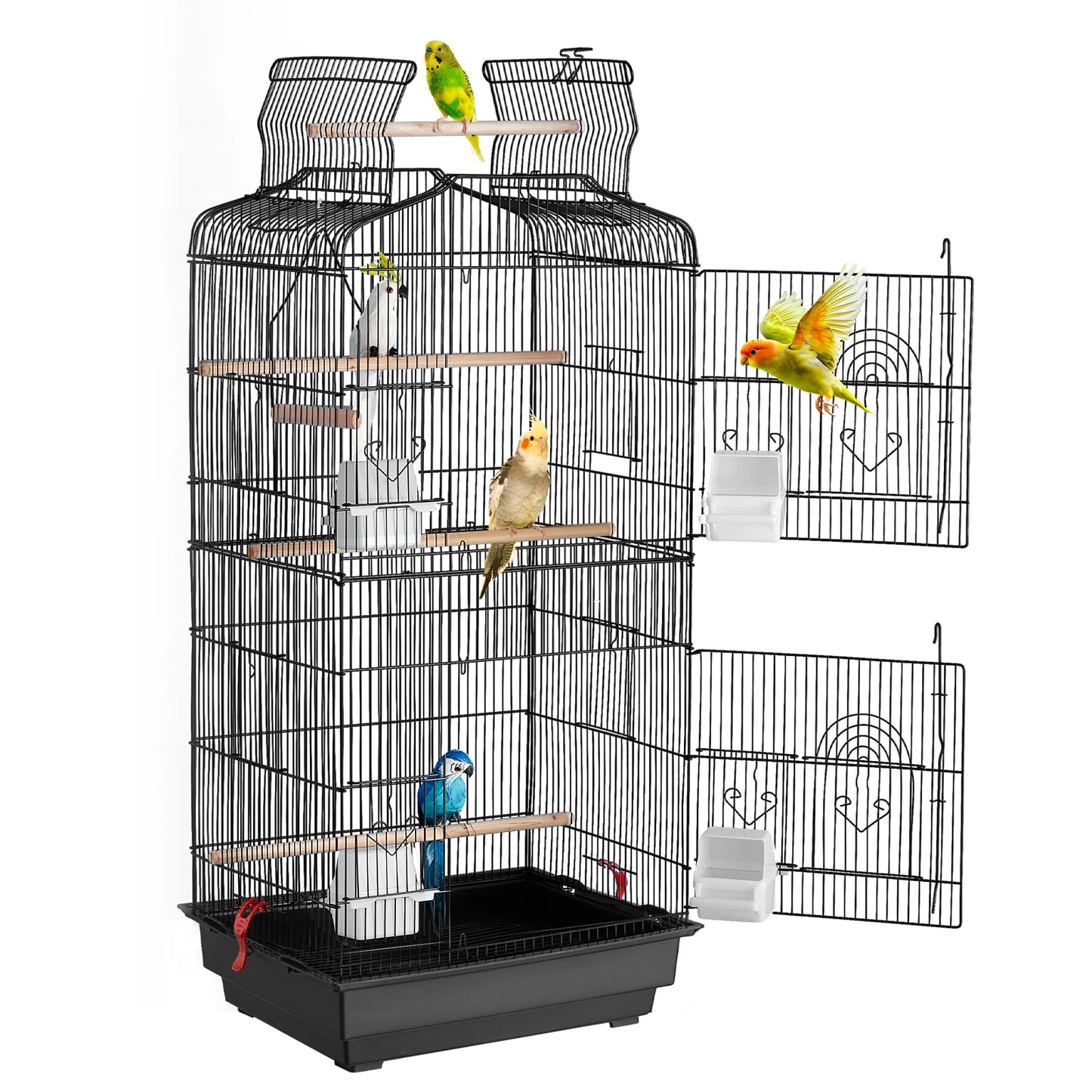 SucceBuy Open Top Large Parrot Bird Cage, Hanging Bird Cage for all Kinds of Birds