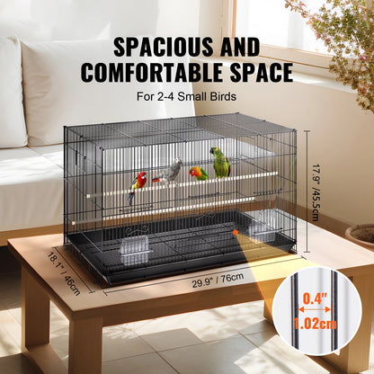SucceBuy 30inch Pet Bird Cage, Metal Large Parakeet Cage with Rolling Stand Tray for Cockatiels Parrot Budgies Lovebird Canaries