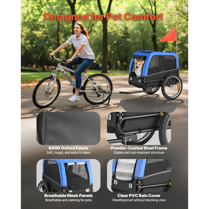 SucceBuy Dog Bike Trailer Bicycle Carrier for Small & Medium Dogs with Quick Release Wheel Universal Bicycle Coupler Flag
