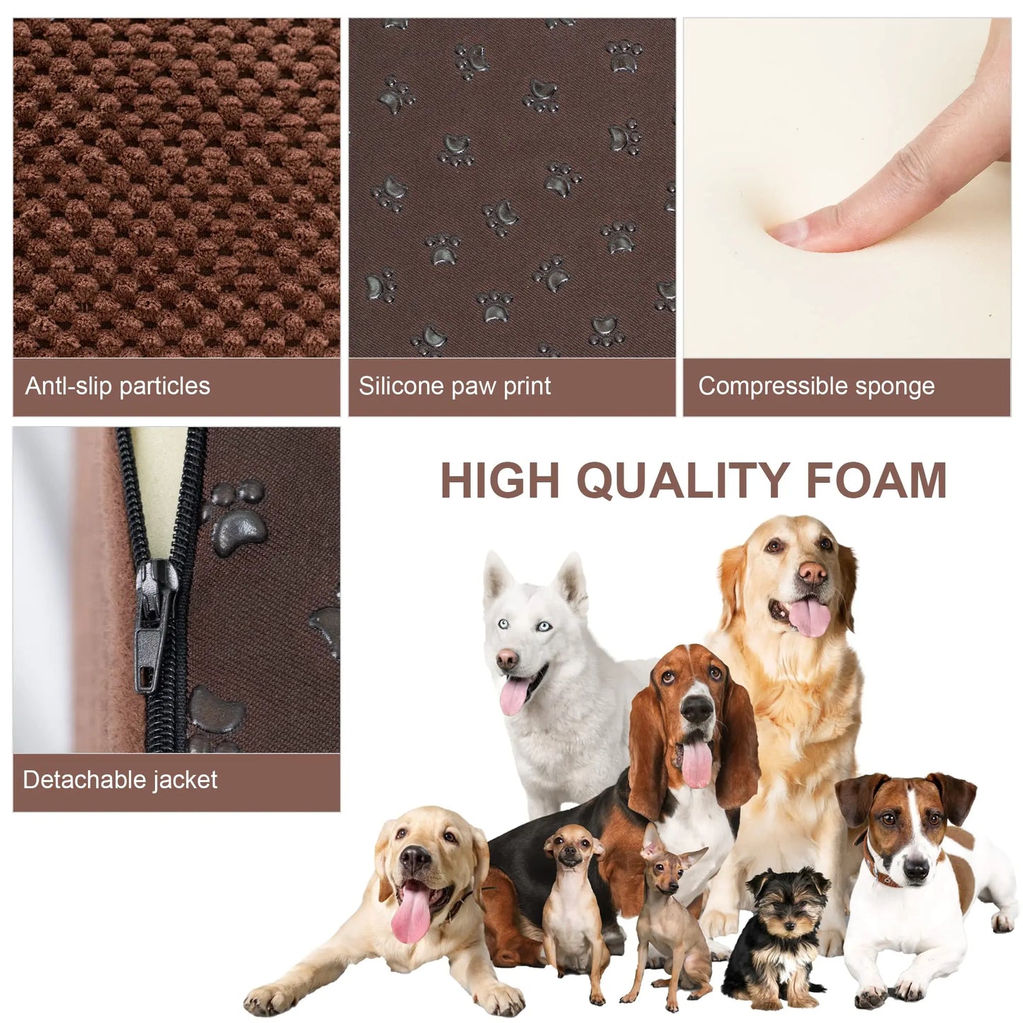Dog Ramp - High-Density Foam Pet Steps, Extra-Wide with Non-Slip material; various heights