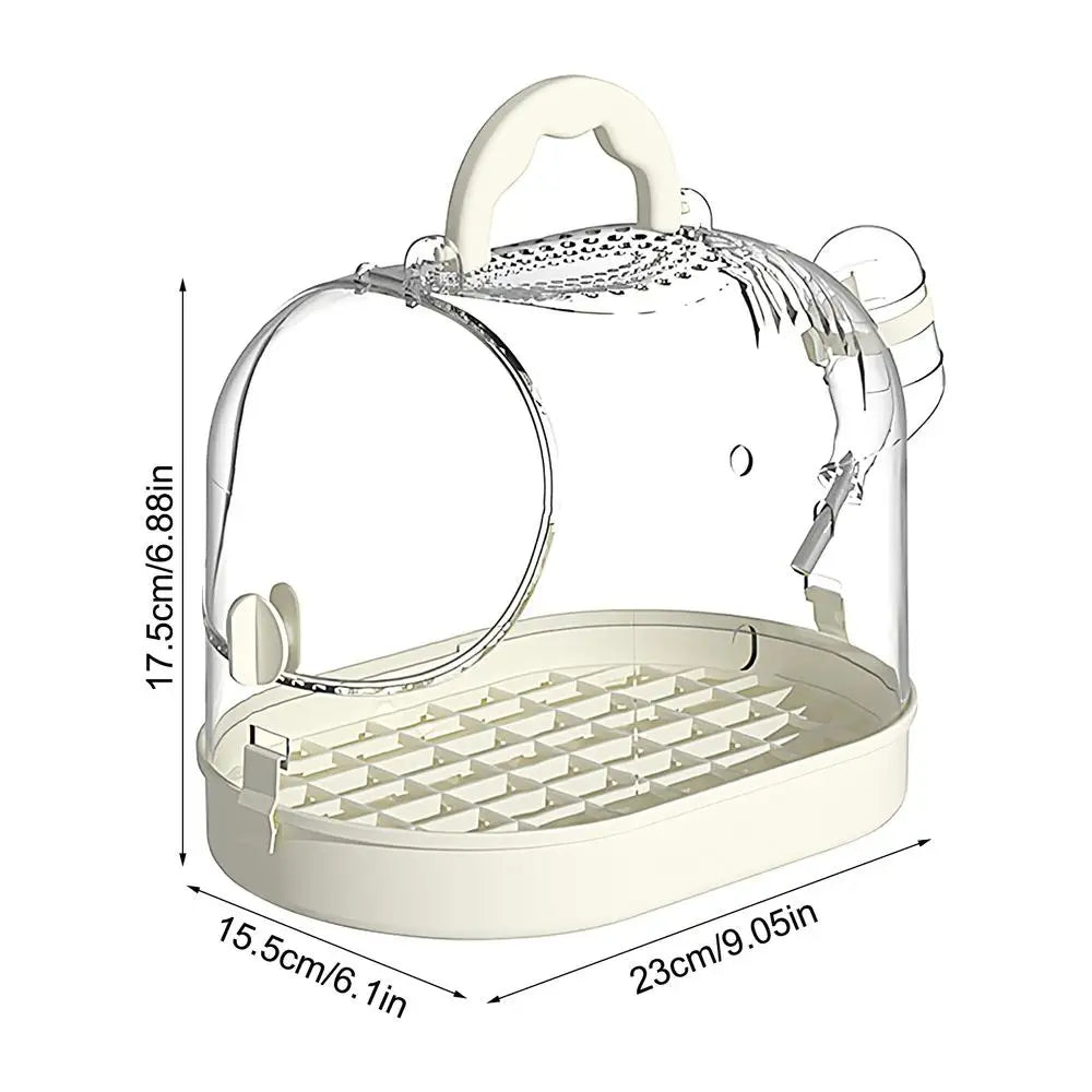 Bird Transport Cage Breathable Bird Carrier Travel Bag Take-Out Transparent Cage Breathable Parrot Cage with Escape-Proof Buckle