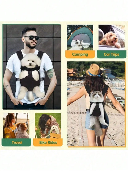 1pc Pet Chest Backpack Mesh Breathable Outdoor Cat Dog Carrier Gift