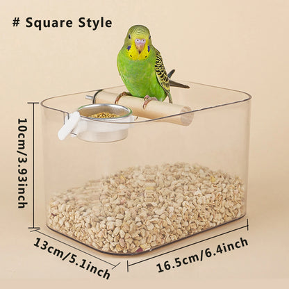 Portable Bird Training Stand with Poop Tray Adjustable Parrot Perch Platform for Cage Accessories and Rest Area