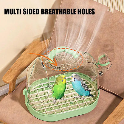 Bird Transport Cage Breathable Bird Carrier Travel Bag Take-Out Transparent Cage Breathable Parrot Cage with Escape-Proof Buckle