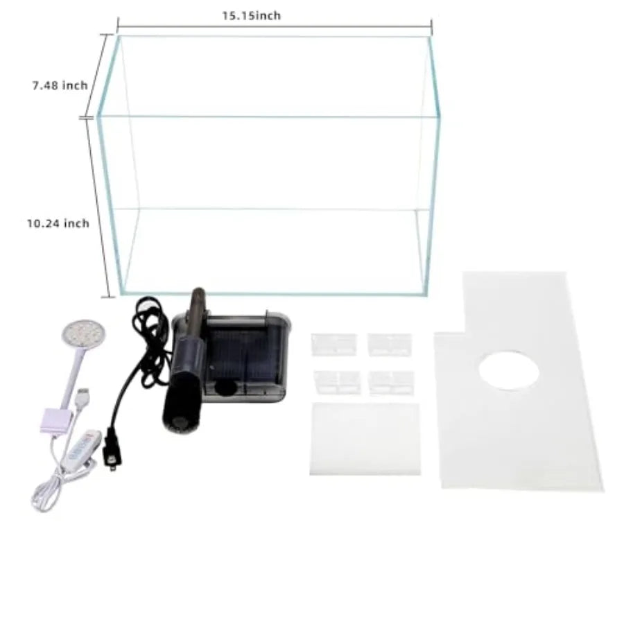 5 Gallon Glass Small Fish Tank with Filter Light and Lid Betta Aquarium Starter Kit