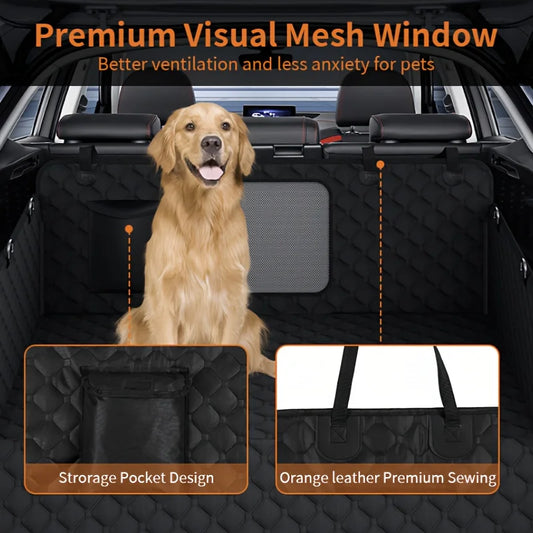 Dog Car Seat Cover With Storage Pockets, Mesh Visual Window, Waterproof Nonslip, Heavy Duty Scratchproof Backseat Seat Cover