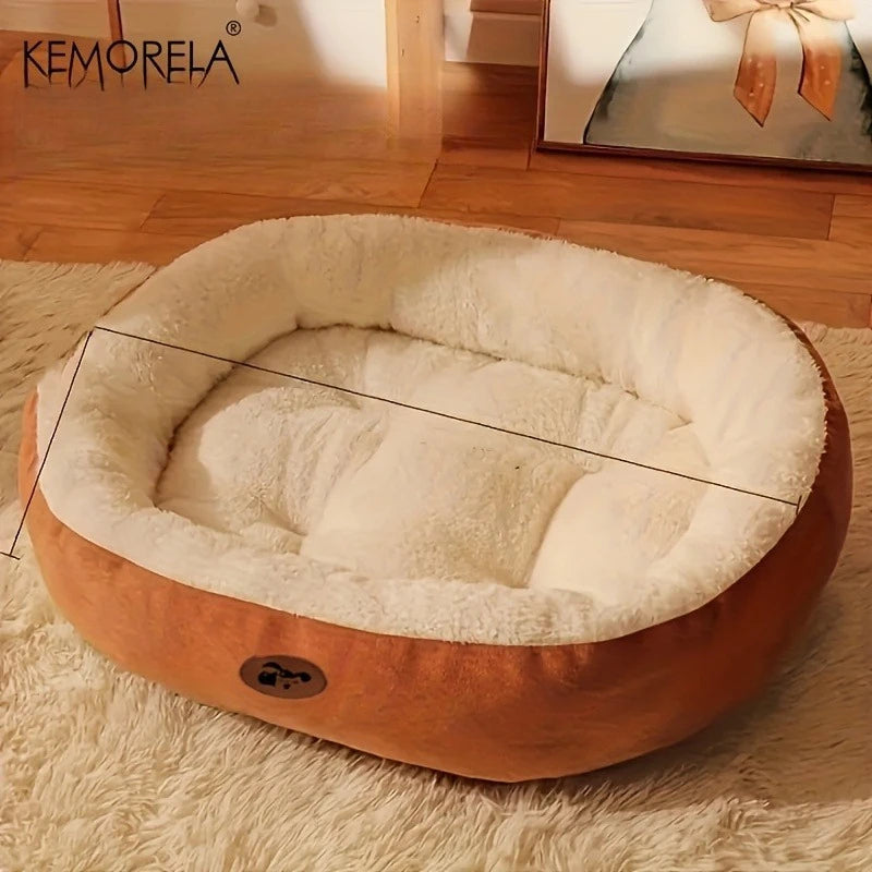 Cozy Oval Snuggle Pet Bed, Plush & Thickened