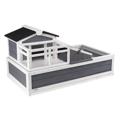 SucceBuy Tortoise Habitat Wooden Tortoise House with Adjustable Lamp Holder Reptile Enclosure Small Animal Cage for Gecko Lizard