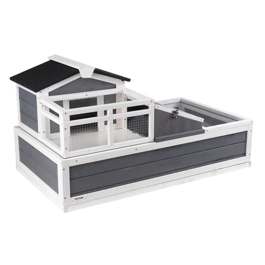 SucceBuy Tortoise Habitat Wooden Tortoise House with Adjustable Lamp Holder Reptile Enclosure Small Animal Cage for Gecko Lizard