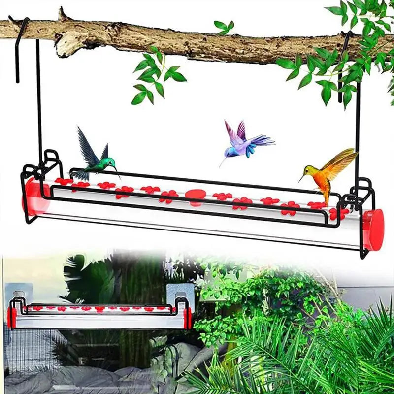 Window Hummingbird Feeder Wild Bird Feeders With Flower Feeding Ports Leak-Proof Pet Food Container Food Dispenser For Garden
