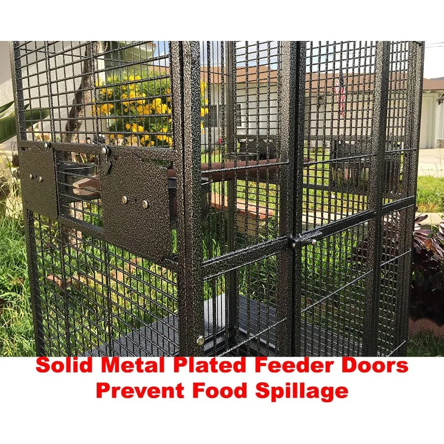 Extra Large 28 x 22 x 65 H Double Ladders Open Play Top Wrought Iron Bird Cage, Parrot Finch Macaw Cockatoo Cage