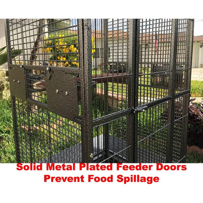 Extra Large 28 x 22 x 65 H Double Ladders Open Play Top Wrought Iron Bird Cage, Parrot Finch Macaw Cockatoo Cage