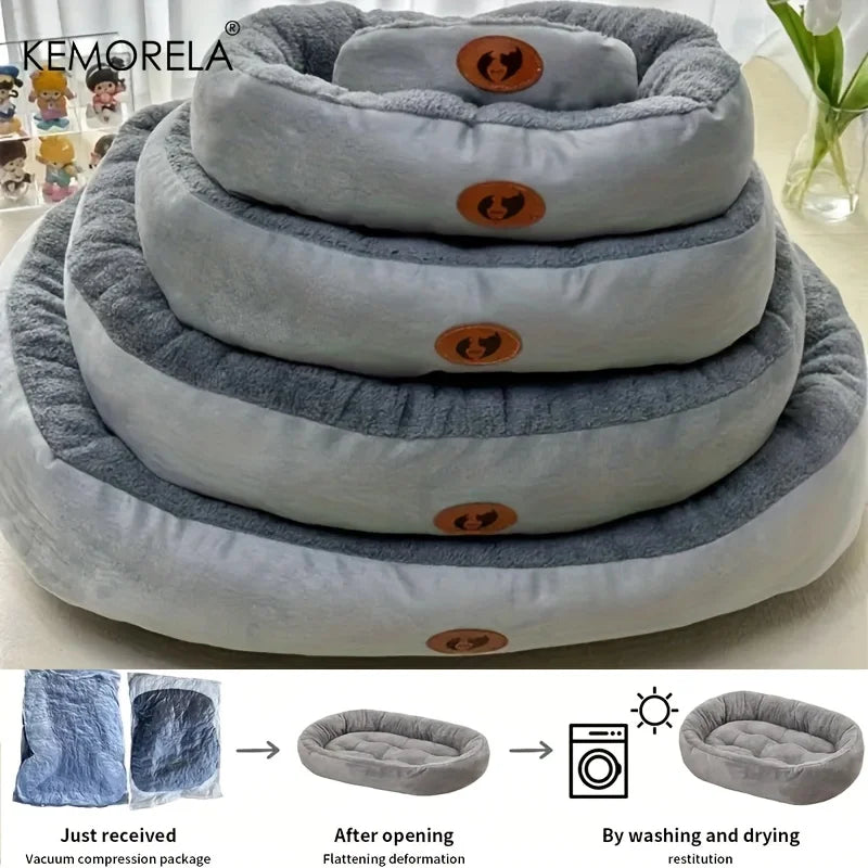 Cozy Oval Snuggle Pet Bed, Plush & Thickened