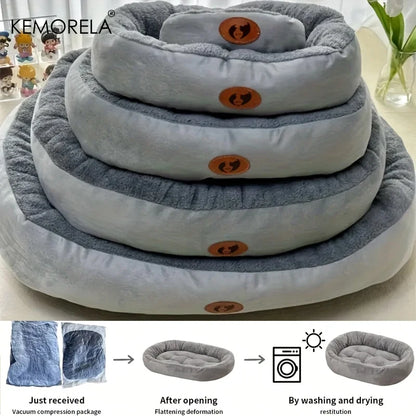 Cozy Oval Snuggle Pet Bed, Plush & Thickened