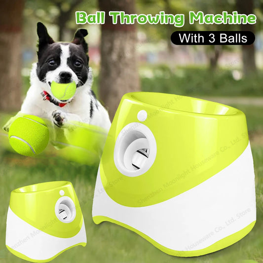 Pet Prime Automatic Dog Ball Thrower, Interactive Dog Fetch Machine with 3 Tennis Balls for Indoor/Outdoor Throwing Game