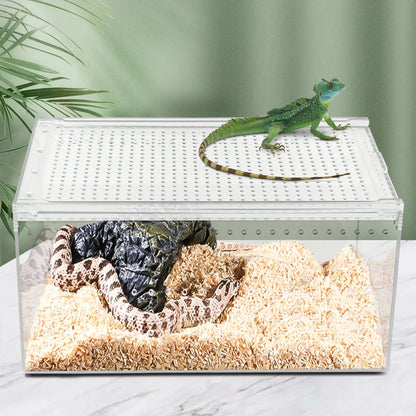 Clear Acrylic Reptile Terrarium 12x8x6 Inch Stackable with Magnetic Lock Ventilation for Spider Scorpion Frog Snake Pet Habitat