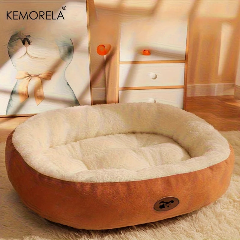 Cozy Oval Snuggle Pet Bed, Plush & Thickened