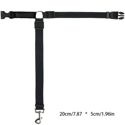 Adjustable 2-in-1 Pet Car Seat Belt/Leash, Nylon Safety Harness for Travel, 8 inches/20cm