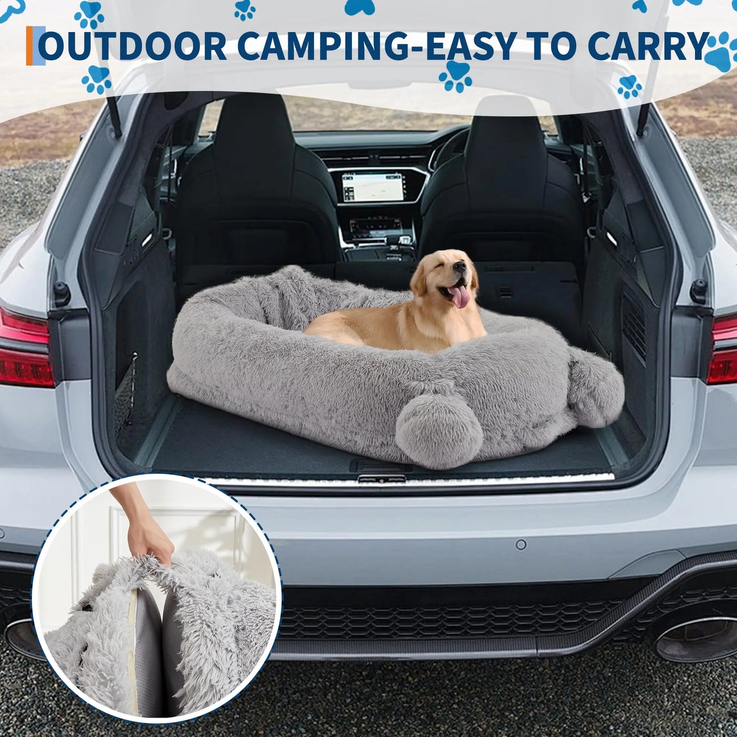 71" Large Human-Size Dog Bed For Adults & Pets, Removable Washable Cover, Storage Pockets, & Matching Blanket