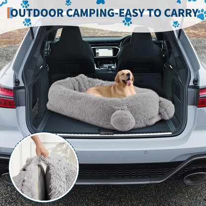 71" Large Human-Size Dog Bed For Adults & Pets, Removable Washable Cover, Storage Pockets, & Matching Blanket