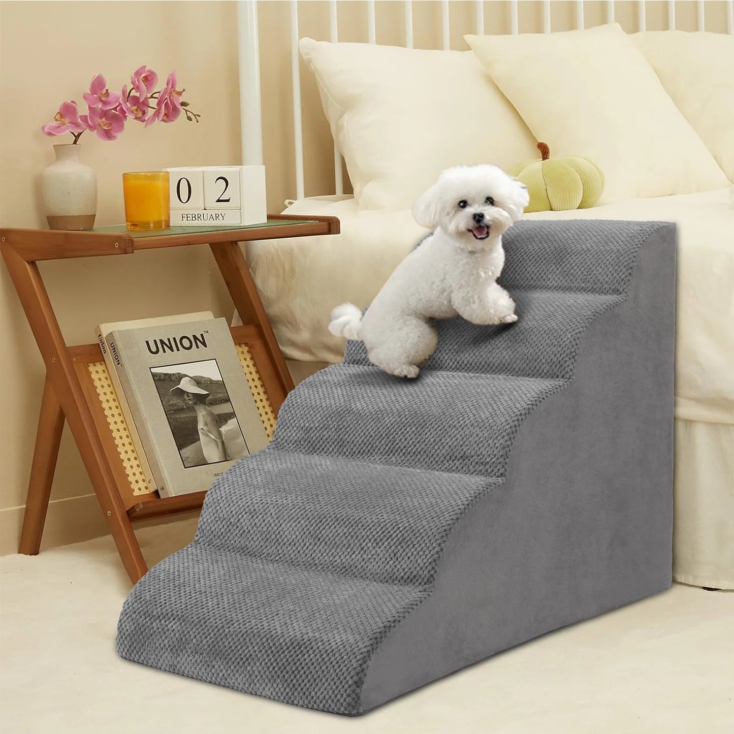 Dog Ramp - High-Density Foam Pet Steps, Extra-Wide with Non-Slip material; various heights