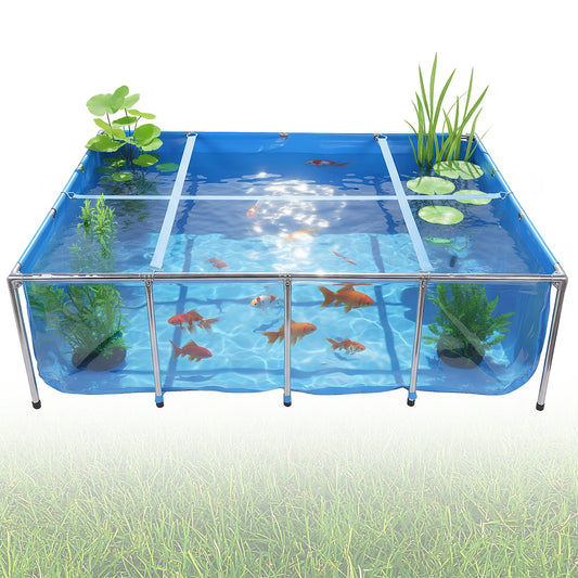 880Gallon PVC Canvas Fish Tank with Transparent Viewing Panel 400LBS Capacity with Drain Valve for Koi/Goldfish Breeding