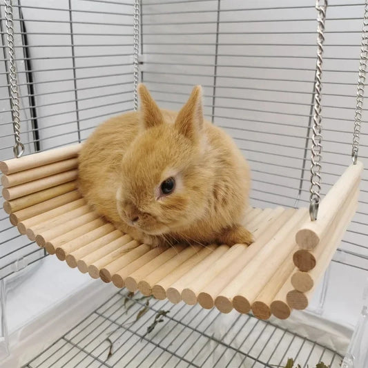 Wooden Hamster Hammock, Summer Pet Swing Sleep Bed for Pet, Hedgehog Squirrel Guinea Pig Rabbit Small Pets