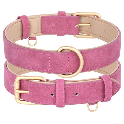 Soft Padded Dog Collar & Leash Set - Various Sizes and Colors