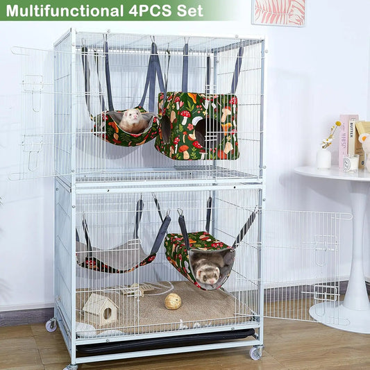 4-Pack Ferret Hammock – Washable Soft Cage Accessories for Guinea Pigs, Sugar Gliders & Small Pets