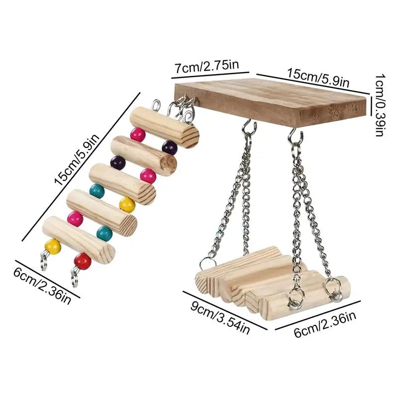 Bird Swing Perch Cockatiel Swing With Climbing Ladder Parrot Chew Toys For Parakeets
