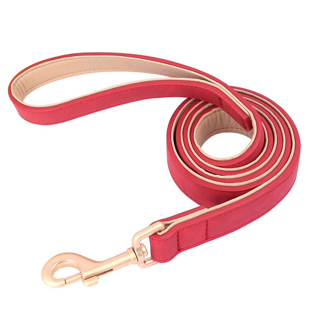 Soft Padded Dog Collar & Leash Set - Various Sizes and Colors