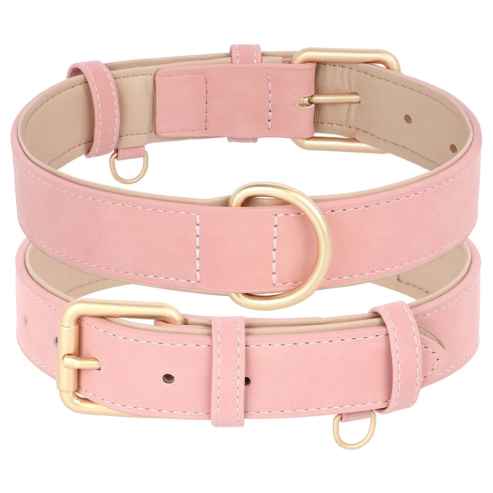 Soft Padded Dog Collar & Leash Set - Various Sizes and Colors