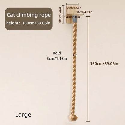 Weysat Cat Tree with 2 x 59.1 Inch Climbing Rope, Wall Mounted Cat Climbing Tower with Scratching Post Kitten Rope Ladder