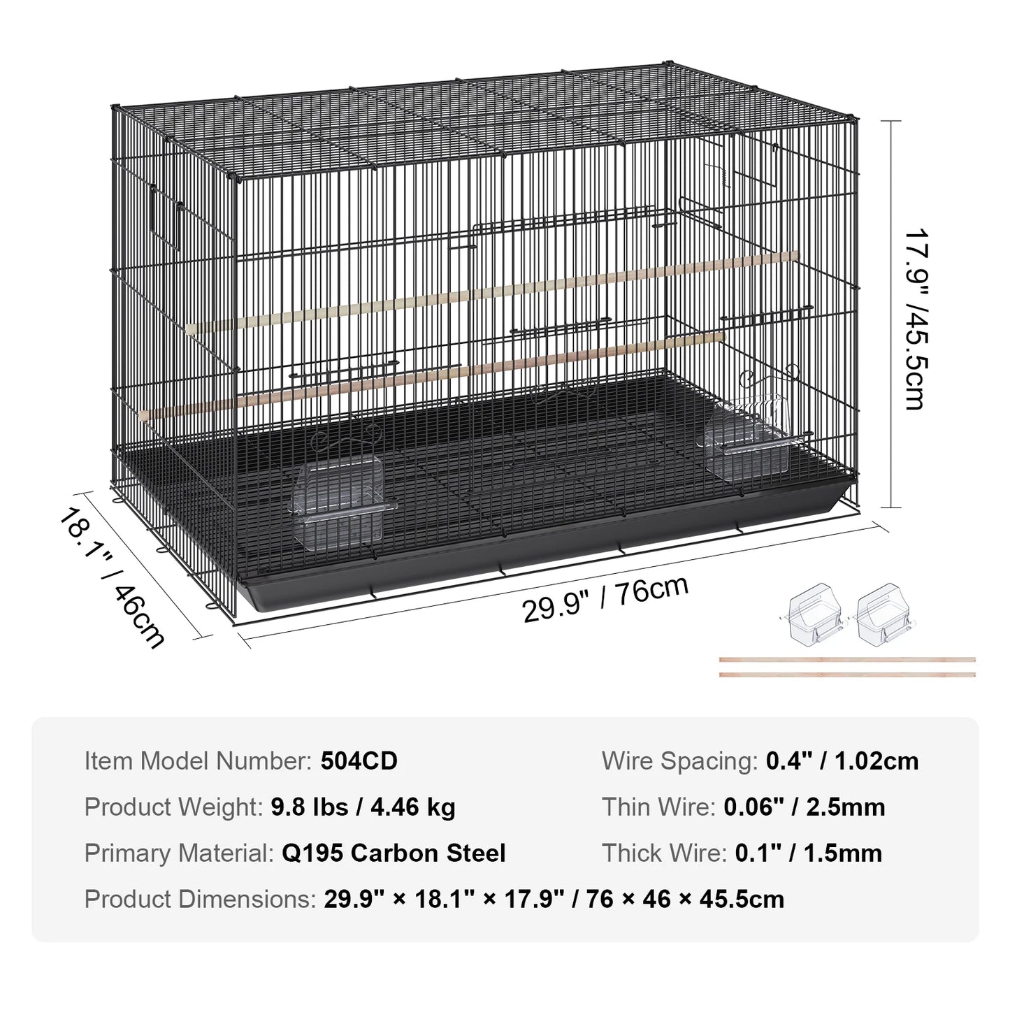 SucceBuy 30inch Pet Bird Cage, Metal Large Parakeet Cage with Rolling Stand Tray for Cockatiels Parrot Budgies Lovebird Canaries