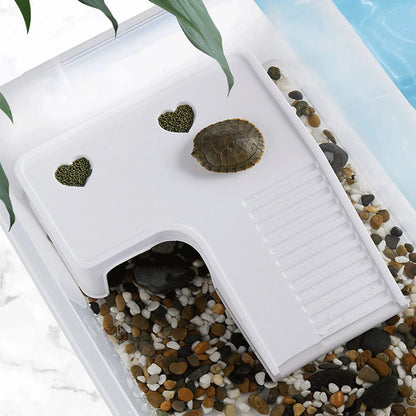 1PC Plastic Turtle Climbing Ramp with Multifunctional Sun Drying Platform Feeding & Hiding Shelter for Pet Fish Tank Box Turtles