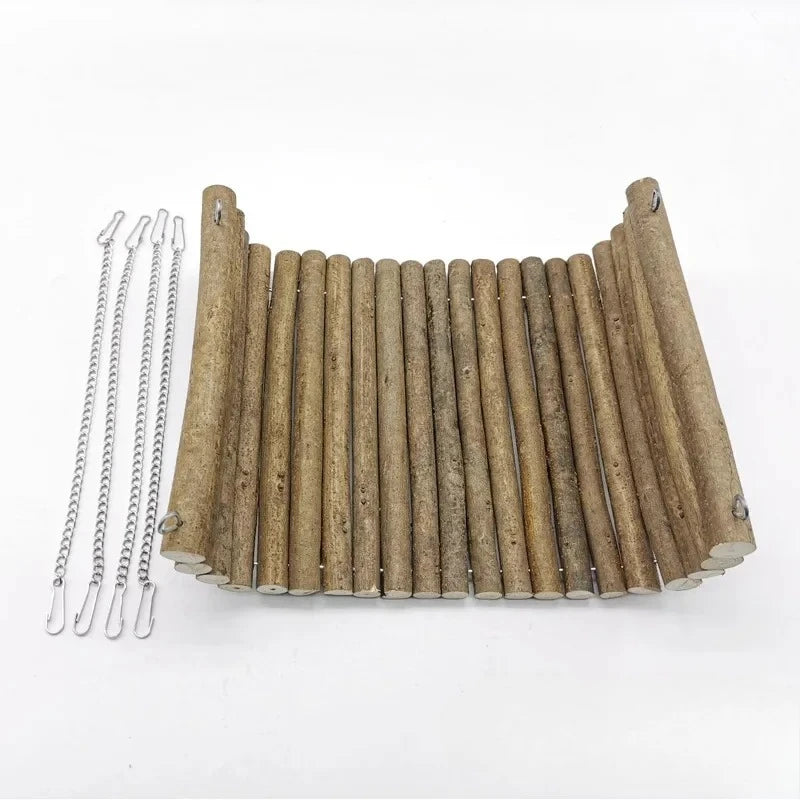 Wooden Hamster Hammock, Summer Pet Swing Sleep Bed for Pet, Hedgehog Squirrel Guinea Pig Rabbit Small Pets