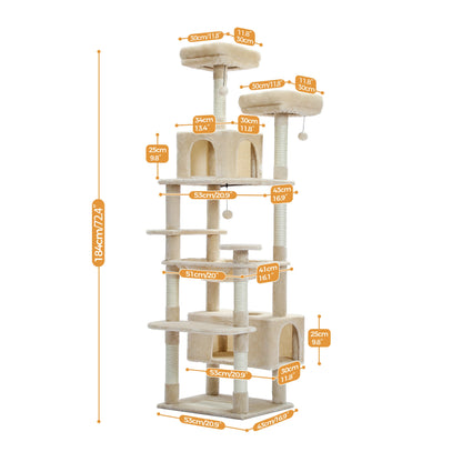 Sturdy Multi-Level Cat Tree Tower with Natural Sisal Scratching Posts, includes Large Top Perch and Fun Dangling Ball