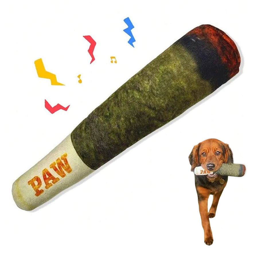 Funny Interactive Dog Toys - Plush Cigar Design that Squeaks