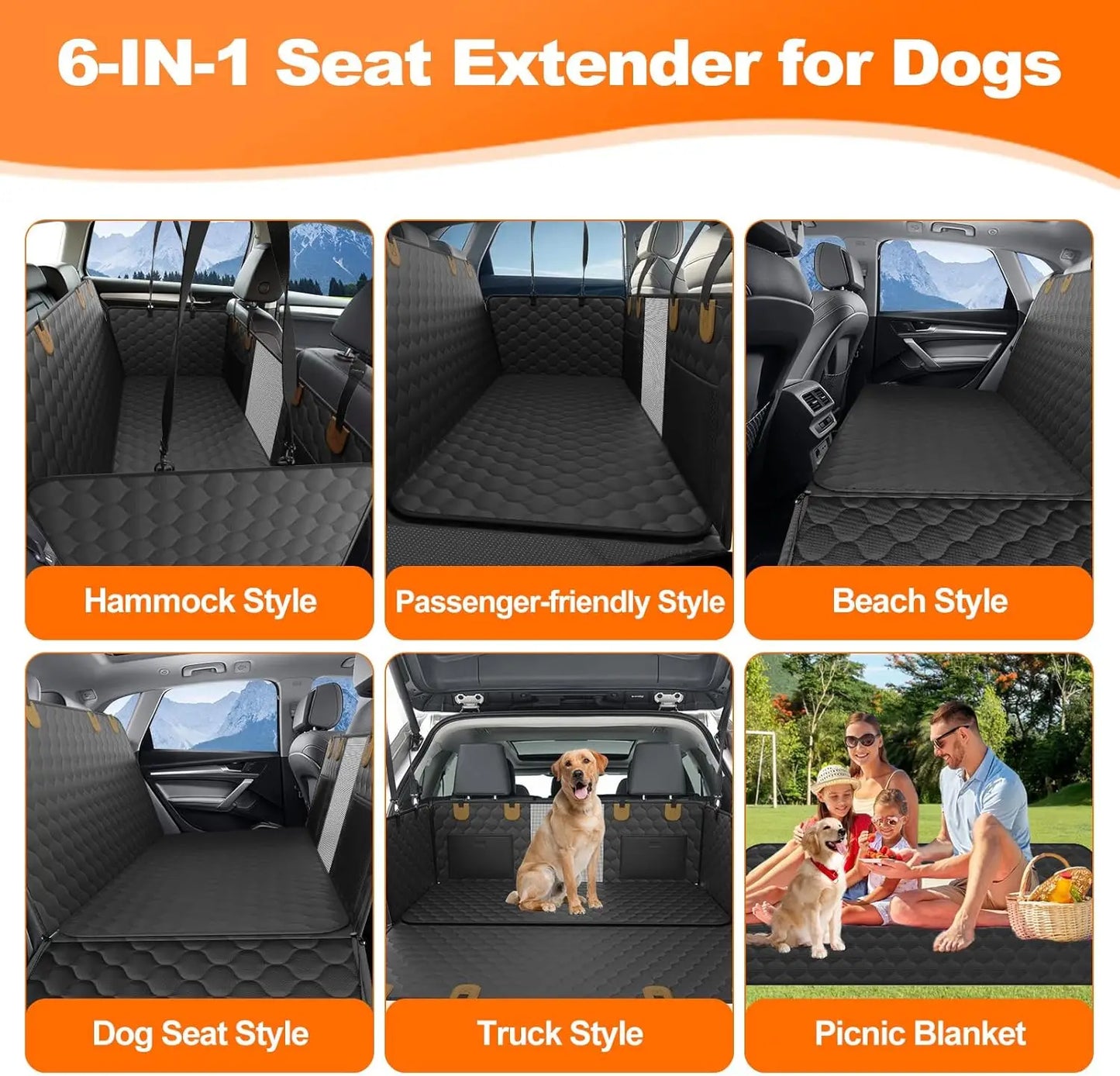 Waterproof Pet Travel Accessories Foldable Dog Car Seat  Safety Hammock Trunk Mat Car Rear Back Seat Protector
