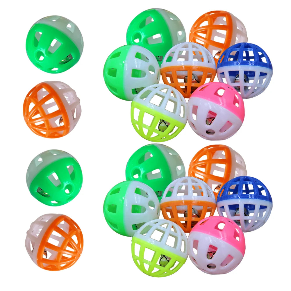18Pcs Cat Toy Balls with Bell Cat Jingle Balls Toys Kitten Rattle Toy Kitten Chase Toys for Indoor Cats