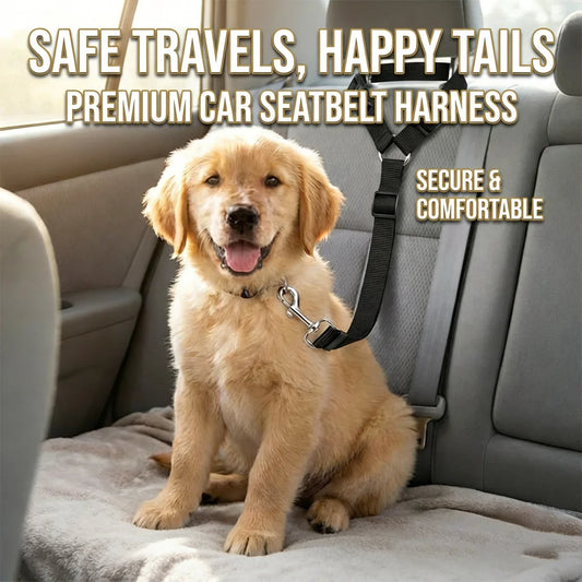 Adjustable 2-in-1 Pet Car Seat Belt/Leash, Nylon Safety Harness for Travel, 8 inches/20cm