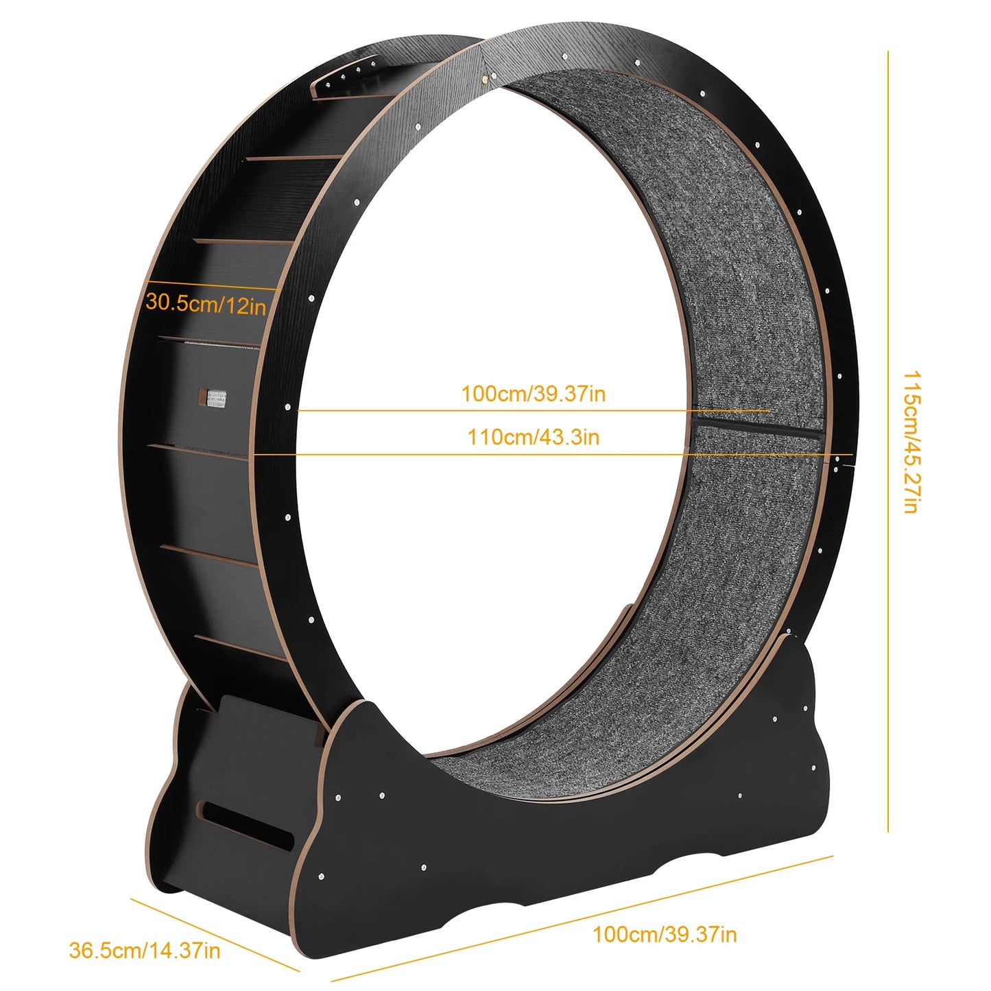 Cat Exercise Wheel Large Cat Treadmill Wheel for Indoor Cats 43inch Cat Running Wheel with Detachable Carpet for Running/Walking