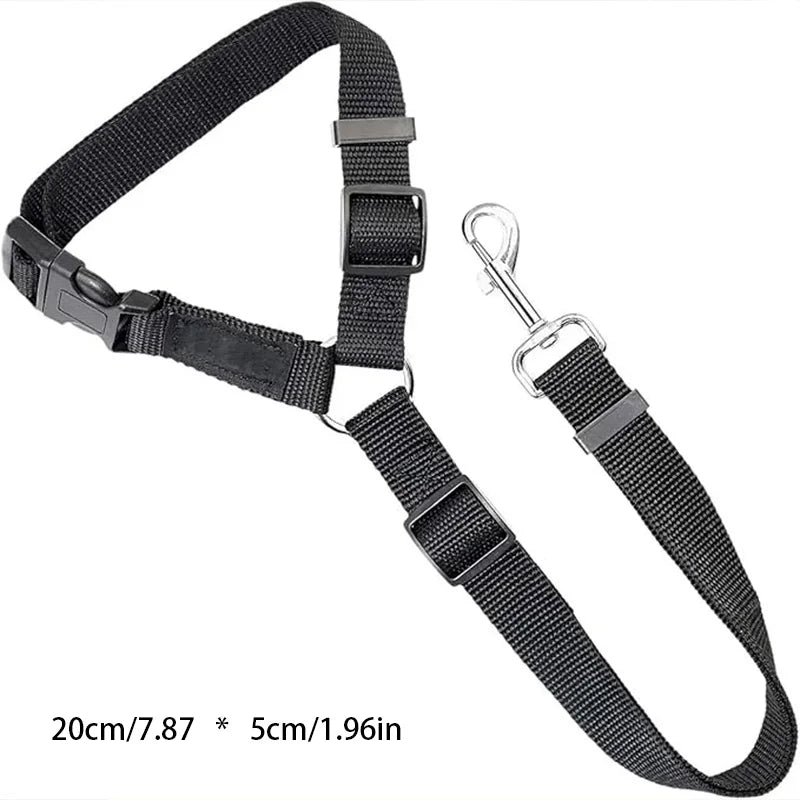 Adjustable 2-in-1 Pet Car Seat Belt/Leash, Nylon Safety Harness for Travel, 8 inches/20cm