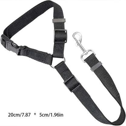 Adjustable 2-in-1 Pet Car Seat Belt/Leash, Nylon Safety Harness for Travel, 8 inches/20cm