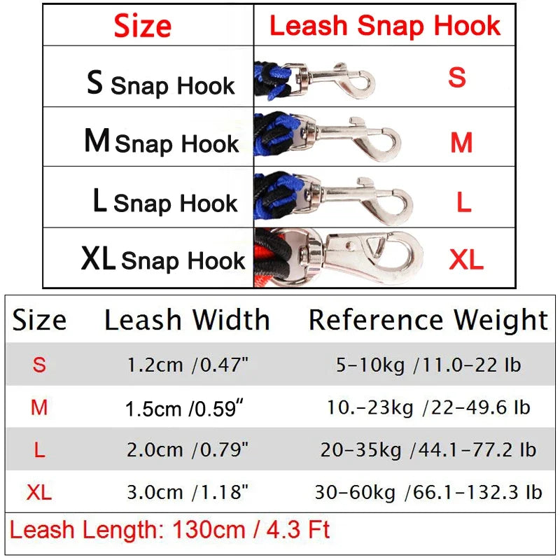 Heavy Duty Large Dog Leash Durable Nylon Braided - various widths