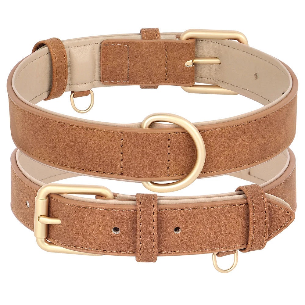 Soft Padded Dog Collar & Leash Set - Various Sizes and Colors